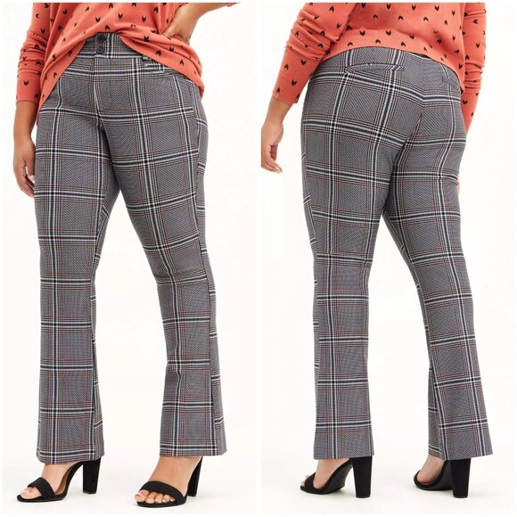 Torrid Bootcut Studio Luxe Ponte Mid-Rise Plaid Trouser Pant Size 20R - Picture 2 of 8